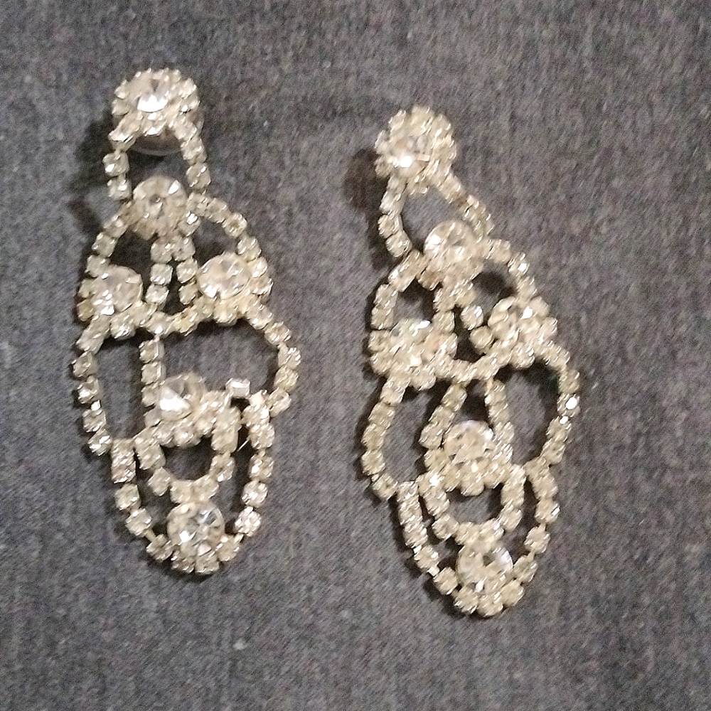 Art deco long cz earrings